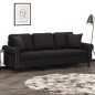 vidaXL Sofá de 3 plazas con cojines terciopelo negro 180 cm vidaXL Sofá de 3 plazas con cojines terciopelo negro 180 cm