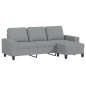 vidaXL Sofá de 3 plazas con taburete de tela gris claro 180 cm vidaXL Sofá de 3 plazas con taburete de tela gris claro 180 cm