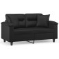 vidaXL Sofá de 2 plazas con cojines cuero sintético negro 120 cm vidaXL Sofá de 2 plazas con cojines cuero sintético negro 120 cm