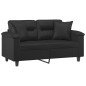 vidaXL Sofá de 2 plazas con cojines cuero sintético negro 120 cm vidaXL Sofá de 2 plazas con cojines cuero sintético negro 120 cm