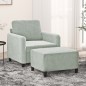 vidaXL Sillón con taburete terciopelo gris claro 60 cm vidaXL Sillón con taburete terciopelo gris claro 60 cm