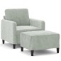 vidaXL Sillón con taburete terciopelo gris claro 60 cm vidaXL Sillón con taburete terciopelo gris claro 60 cm