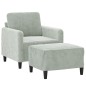 vidaXL Sillón con taburete terciopelo gris claro 60 cm vidaXL Sillón con taburete terciopelo gris claro 60 cm