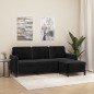 vidaXL Sofá de 3 plazas con taburete de terciopelo negro 180 cm vidaXL Sofá de 3 plazas con taburete de terciopelo negro 180 cm
