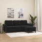 vidaXL Sofá de 3 plazas con taburete de terciopelo negro 180 cm vidaXL Sofá de 3 plazas con taburete de terciopelo negro 180 cm
