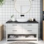 vidaXL Encimera baño madera maciza tratada gris oscuro 140x40x(2-6) cm vidaXL Encimera baño madera maciza tratada gris oscuro 140x40x(2-6) cm