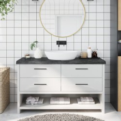 vidaXL Encimera baño madera maciza tratada gris oscuro 140x50x(2-6) cm