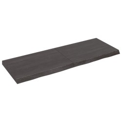 vidaXL Encimera baño madera maciza tratada gris oscuro 140x50x(2-6) cm