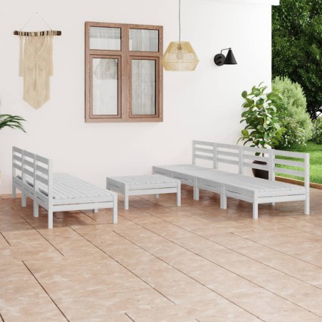 vidaXL Juego de muebles de jardín 8 piezas madera maciza pino blanco