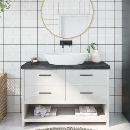 vidaXL Encimera baño madera maciza tratada gris oscuro 120x50x(2-6) cm