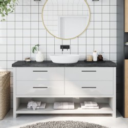 vidaXL Encimera baño madera maciza tratada gris oscuro 160x40x(2-6) cm