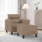 vidaXL Sillón con taburete cuero sintético color capuchino 60 cm vidaXL Sillón con taburete cuero sintético color capuchino 60 cm