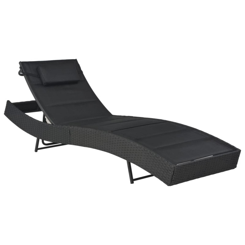 vidaXL Tumbona de ratán sintético y textilene negro vidaXL Tumbona de ratán sintético y textilene negro