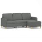 vidaXL Sofá de 3 plazas con taburete de tela gris oscuro 180 cm vidaXL Sofá de 3 plazas con taburete de tela gris oscuro 180 cm