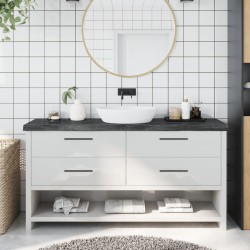 vidaXL Encimera baño madera maciza tratada gris oscuro 160x30x(2-6) cm