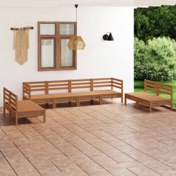 vidaXL Juego muebles de jardín 8 pzas madera maciza pino marrón miel
