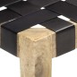 vidaXL Banco de cuero auténtico negro y madera de mango maciza 150 cm vidaXL Banco de cuero auténtico negro y madera de mango maciza 150 cm