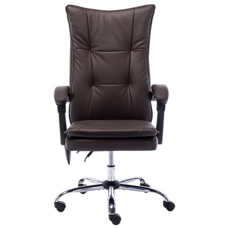 vidaXL Silla de oficina de masaje de cuero sintético marrón