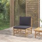 vidaXL Sofá central de jardín bambú con cojines gris oscuro vidaXL Sofá central de jardín bambú con cojines gris oscuro