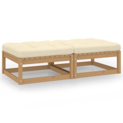 vidaXL Reposapiés de jardín con cojines 2 uds madera maciza de pino