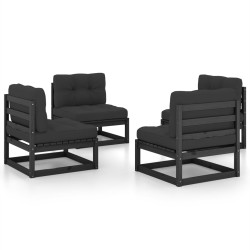 vidaXL Juego de muebles de jardín 4 pzas y cojines madera pino maciza