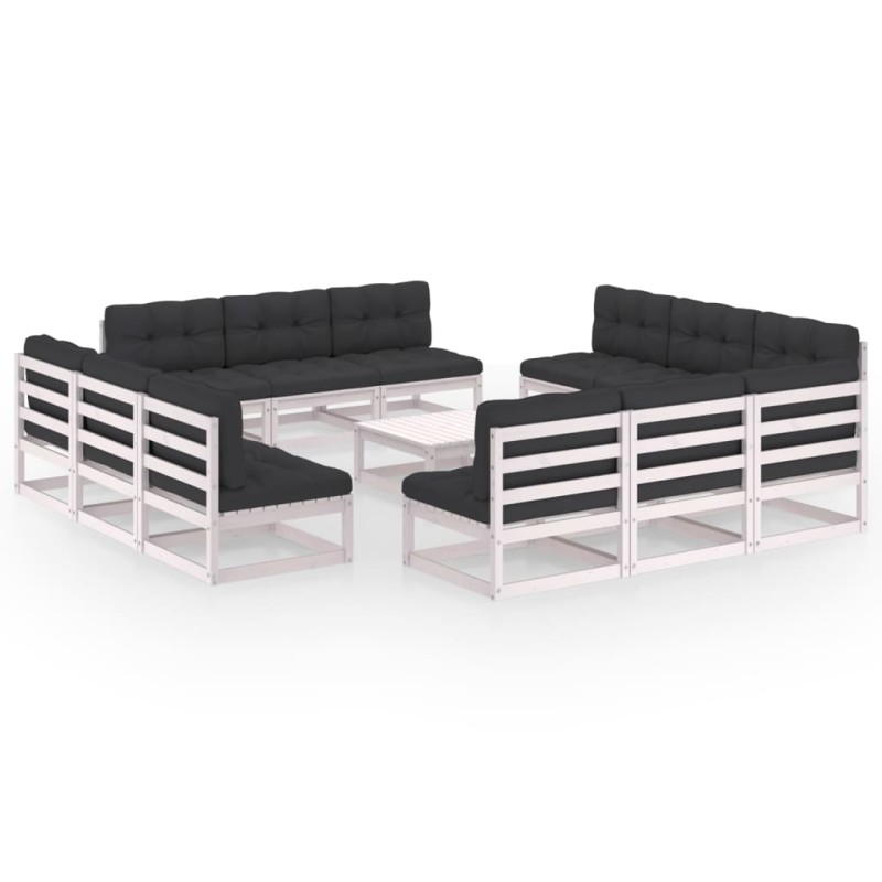 vidaXL Juego de muebles de jardín 13 pzas y cojines madera pino maciza vidaXL Juego de muebles de jardín 13 pzas y cojines madera pino maciza