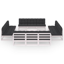 vidaXL Juego de muebles de jardín 13 pzas y cojines madera pino maciza