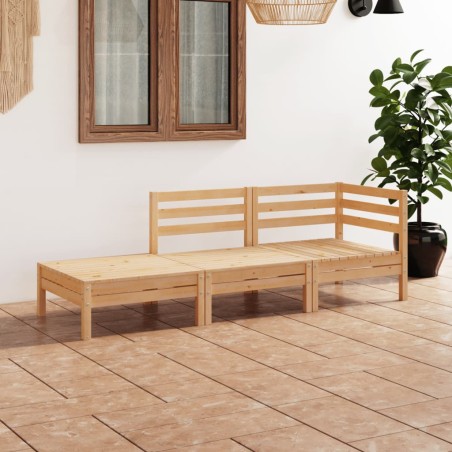 vidaXL Juego de muebles de jardín 3 piezas madera maciza de pino