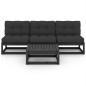 vidaXL Juego de muebles de jardín 4 pzas y cojines madera pino maciza vidaXL Juego de muebles de jardín 4 pzas y cojines madera pino maciza