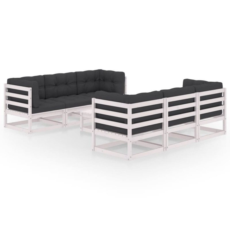 vidaXL Juego de muebles de jardín 7 pzas y cojines madera pino maciza vidaXL Juego de muebles de jardín 7 pzas y cojines madera pino maciza
