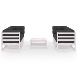 vidaXL Juego de muebles de jardín 7 pzas y cojines madera pino maciza