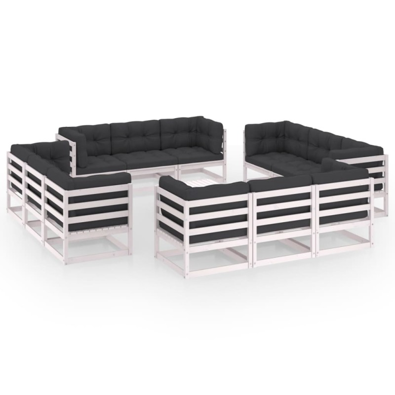 vidaXL Juego de muebles de jardín 13 pzas y cojines madera pino maciza vidaXL Juego de muebles de jardín 13 pzas y cojines madera pino maciza
