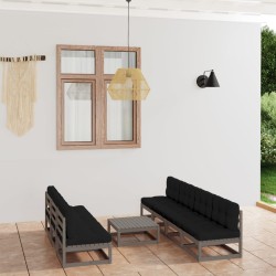 vidaXL Juego de muebles de jardín 8 pzas y cojines madera pino maciza