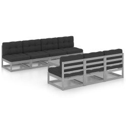 vidaXL Juego de muebles de jardín 8 pzas y cojines madera pino maciza