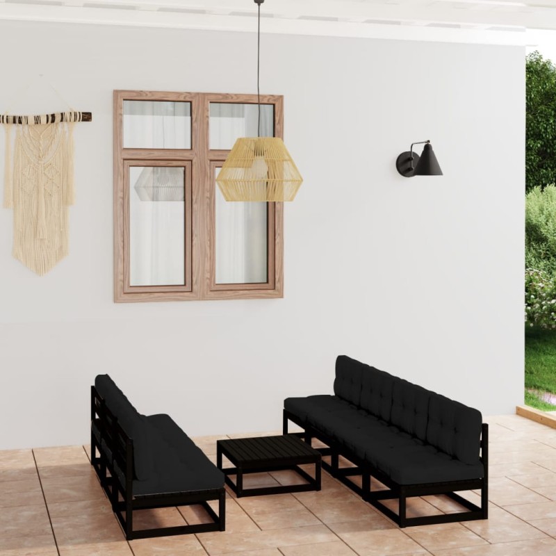 vidaXL Juego de muebles de jardín 8 pzas y cojines madera pino maciza