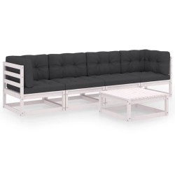 vidaXL Juego de muebles de jardín 5 pzas y cojines madera pino maciza