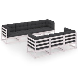 vidaXL Muebles de jardín 8 piezas con cojines de madera de pino maciza