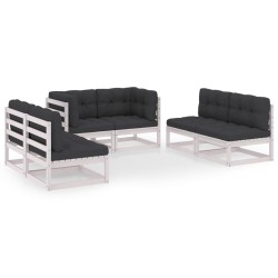 vidaXL Juego de muebles de jardín 6 pzas y cojines pino maciza