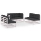 vidaXL Juego de muebles de jardín 6 pzas y cojines pino maciza vidaXL Juego de muebles de jardín 6 pzas y cojines pino maciza