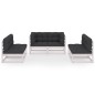 vidaXL Juego de muebles de jardín 6 pzas y cojines pino maciza vidaXL Juego de muebles de jardín 6 pzas y cojines pino maciza