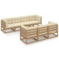 vidaXL Muebles de jardín 8 piezas con cojines de madera de pino maciza vidaXL Muebles de jardín 8 piezas con cojines de madera de pino maciza