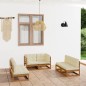 vidaXL Juego de muebles de jardín 6 pzas y cojines madera pino maciza vidaXL Juego de muebles de jardín 6 pzas y cojines madera pino maciza