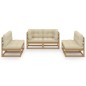 vidaXL Juego de muebles de jardín 6 pzas y cojines madera pino maciza vidaXL Juego de muebles de jardín 6 pzas y cojines madera pino maciza