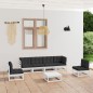 vidaXL Juego de muebles de jardín 7 pzas y cojines madera pino maciza