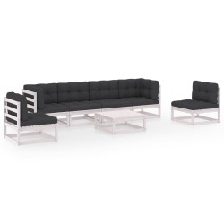 vidaXL Juego de muebles de jardín 7 pzas y cojines madera pino maciza