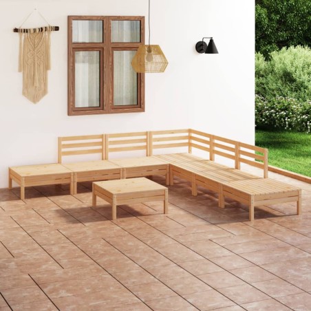 vidaXL Juego de muebles de jardín 8 piezas madera maciza de pino