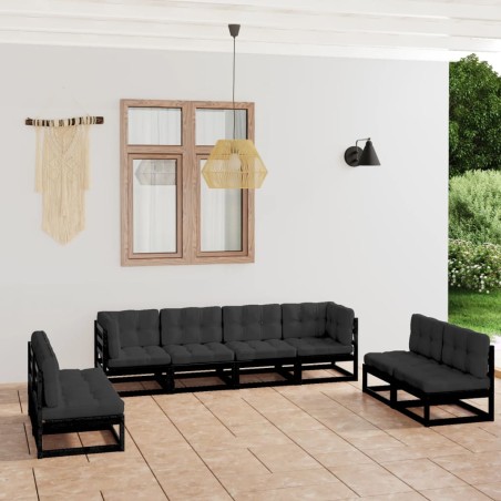 vidaXL Juego de muebles de jardín 8 pzas y cojines madera pino maciza