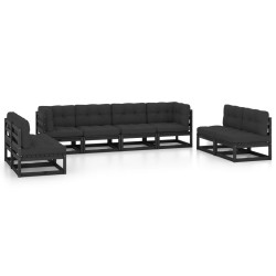 vidaXL Juego de muebles de jardín 8 pzas y cojines madera pino maciza