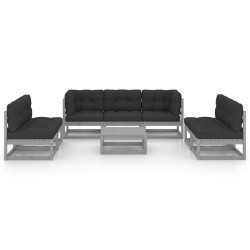vidaXL Juego de muebles de jardín 8 pzas y cojines madera pino maciza