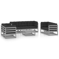 vidaXL Juego de muebles de jardín 8 pzas y cojines madera pino maciza